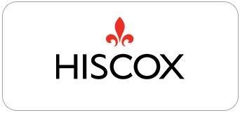 Hiscox logo with red fleur-de-lis